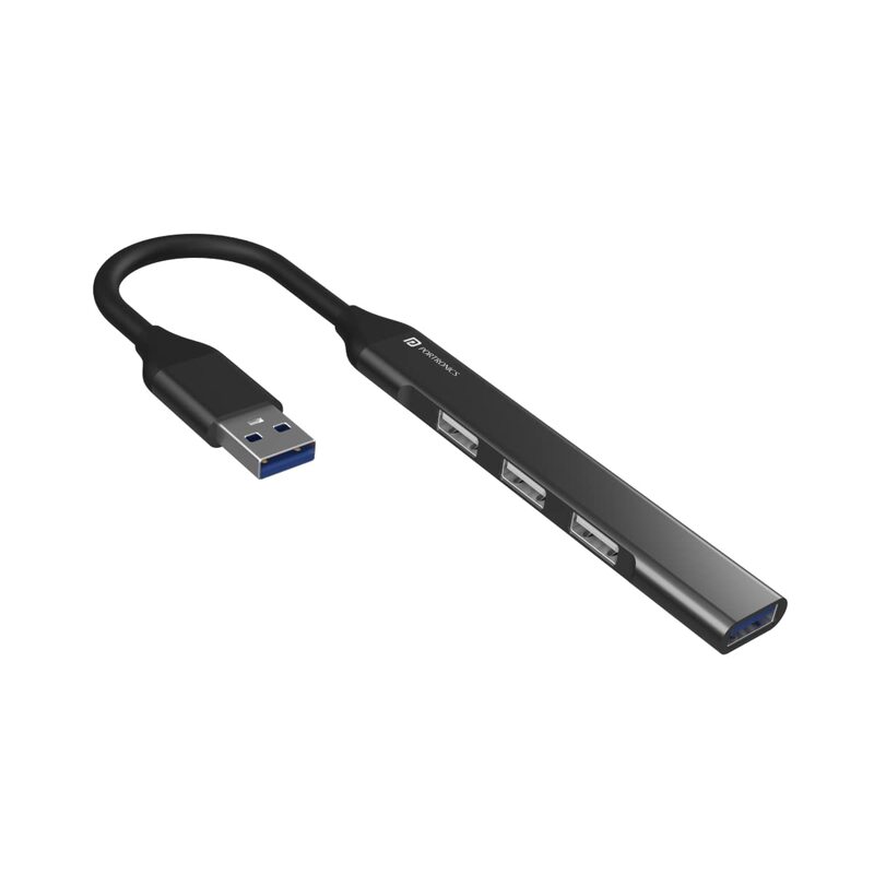 Portronics Mport 31 – 4-in-1 USB Hub offers 5Gbps data transfer speed, featuring multiple ports for seamless connectivity. Compact design, perfect for laptops and desktops, enhancing productivity.