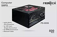 FRONTECH 800W SMPS POWER SUPPLY (PS-0006) offers reliable performance with high efficiency. Ideal for gaming PCs and workstations, it features multiple connectors and robust protection mechanisms.