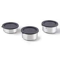 Borosil - Carry Fresh Stainless Steel Insulated Lunch Box Set of 3, (2pcs 280 ml + 1pcs 180 ml), Black