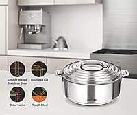 Milton Galaxia Stainless Steel Casserole, 2.5 litres, Silver