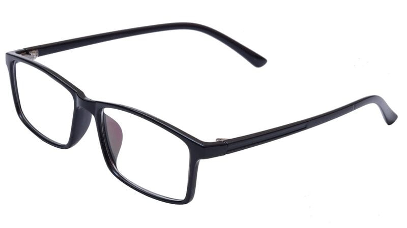 Unisex Large Rectangular Spectacle Frame. Gloss Black Color Frame. Transparent ARC Lens.