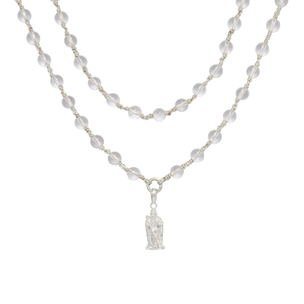 Silver Tied Spatik Mala with Murugan Pendent/Dollar