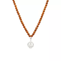 Rudraksha Mala/Chain with Sterling Silver Iyyappan Pendent/Dollar