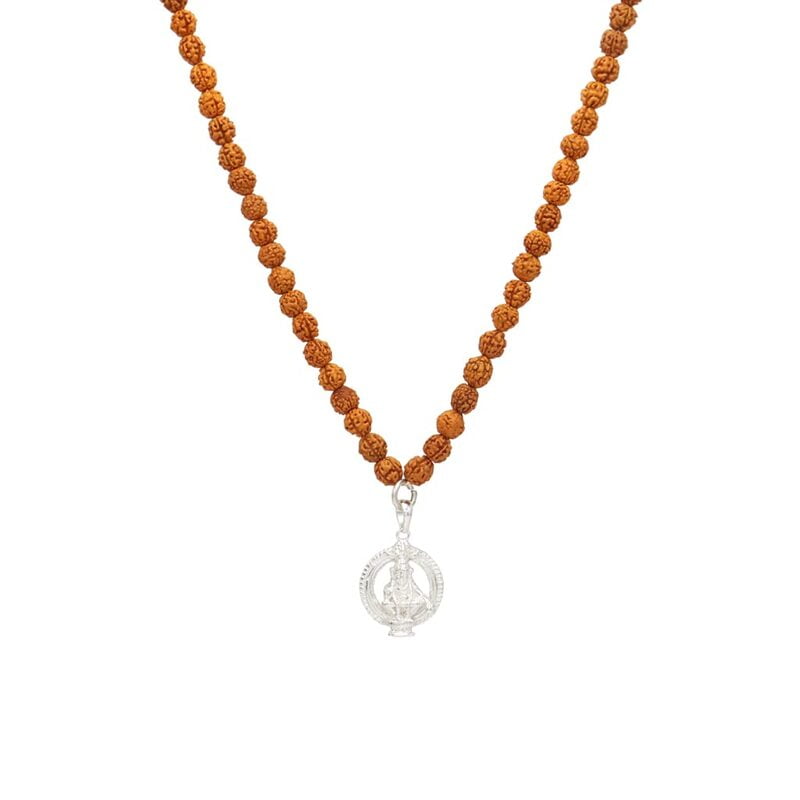Rudraksha Mala/Chain with Sterling Silver Iyyappan Pendent/Dollar