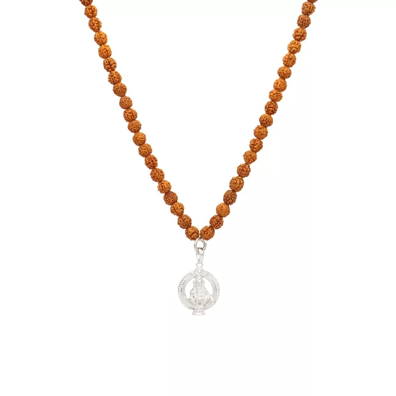 Rudraksha Mala/Chain with Sterling Silver Iyyappan Pendent/Dollar