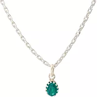 Silver Chain with Green Stone Pendant