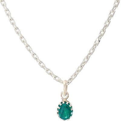 Silver Chain with Green Stone Pendant Silver Chain with Green Stone Pendant