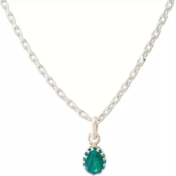 Silver Chain with Green Stone Pendant