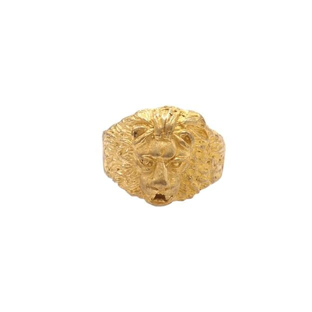 Gold Plated Metal Lion Ring, Mothiram For Men