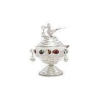 Salangai Peacock Kumkum chimizh Puja haldi Peacock kumkum ghungroos Holder