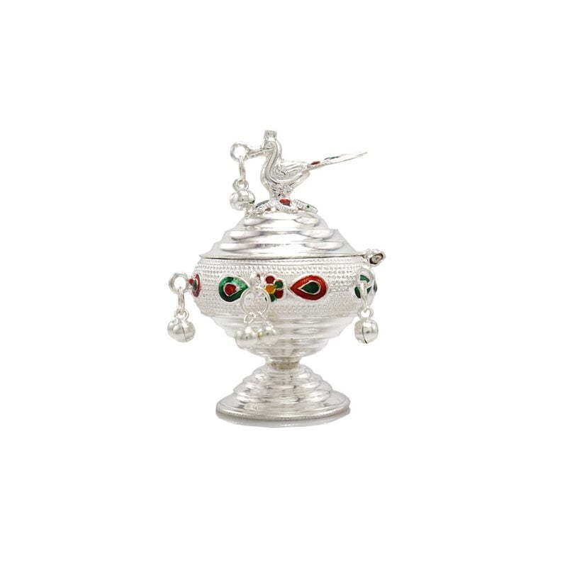 Salangai Peacock Kumkum chimizh Puja haldi Peacock kumkum ghungroos Holder