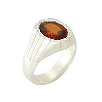 Sterling Silver Ring with natural Hessonite Stone