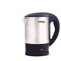 Borosil Eva 1 L 1200W Stainless Steel Electric Kettle | Boil Water for Tea/Coffee/Soup/Noodles | Water Heater Jug | Auto Cut-off, Dry Boil Protection | Multipurpose Kettle | 1 Year Warranty