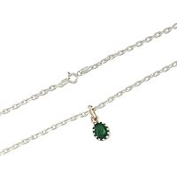 Silver Chain with Green Stone Pendant