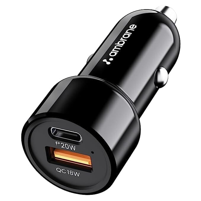 Ambrane 38W Fast Car Charger with Dual Output, Quick Charge 3.0 RAAP C38 A