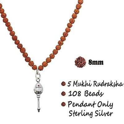 Rudraksha Mala with Silver Vel Pendant