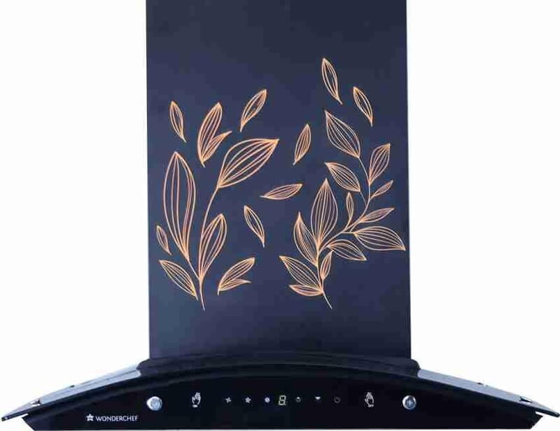 Wonderchef Ruby Curve Flora 60 cm Auto Clean Wall Mounted Chimney (Black 1200 CMH)