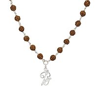Original Rudraksha Mala in Silver with Om Pendant | Certified