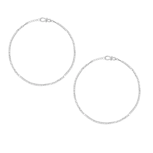 92.5 Sterling Silver Foot Chain for Women & Girls | Adjustable Elegant Leg Anklet