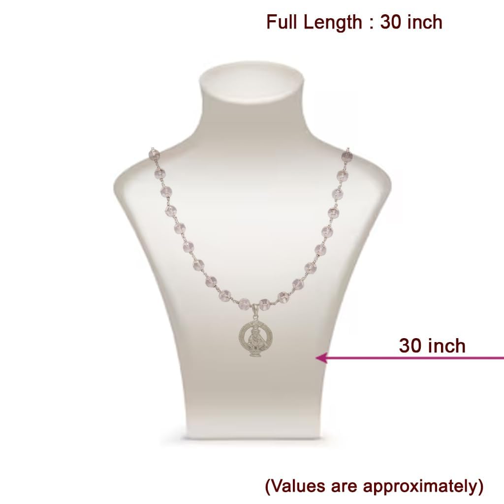Sphatika Mala with Ayyappan (Iyyappan) Pendant – Pure Quartz Crystal Mala