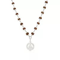 925 Silver Tied Rudraksha Mala Ruthratcham |Ayyappan Pendant Silver ,Certified