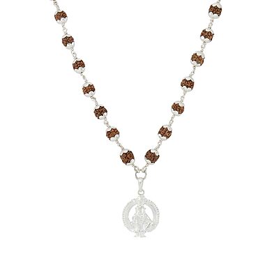 925 Silver Tied Rudraksha Mala Ruthratcham |Ayyappan Pendant Silver ,Certified