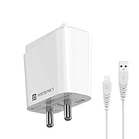 Portronics Adapto 41M This 12W charger comes with a durable Micro USB cable, ensuring fast and efficient charging for all your gadgets. Compact and reliable!