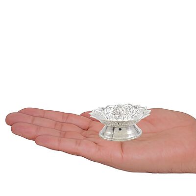 Sterling Silver Agarbatti Stand Lotus Design Incense Dhoop Sticks Holder
