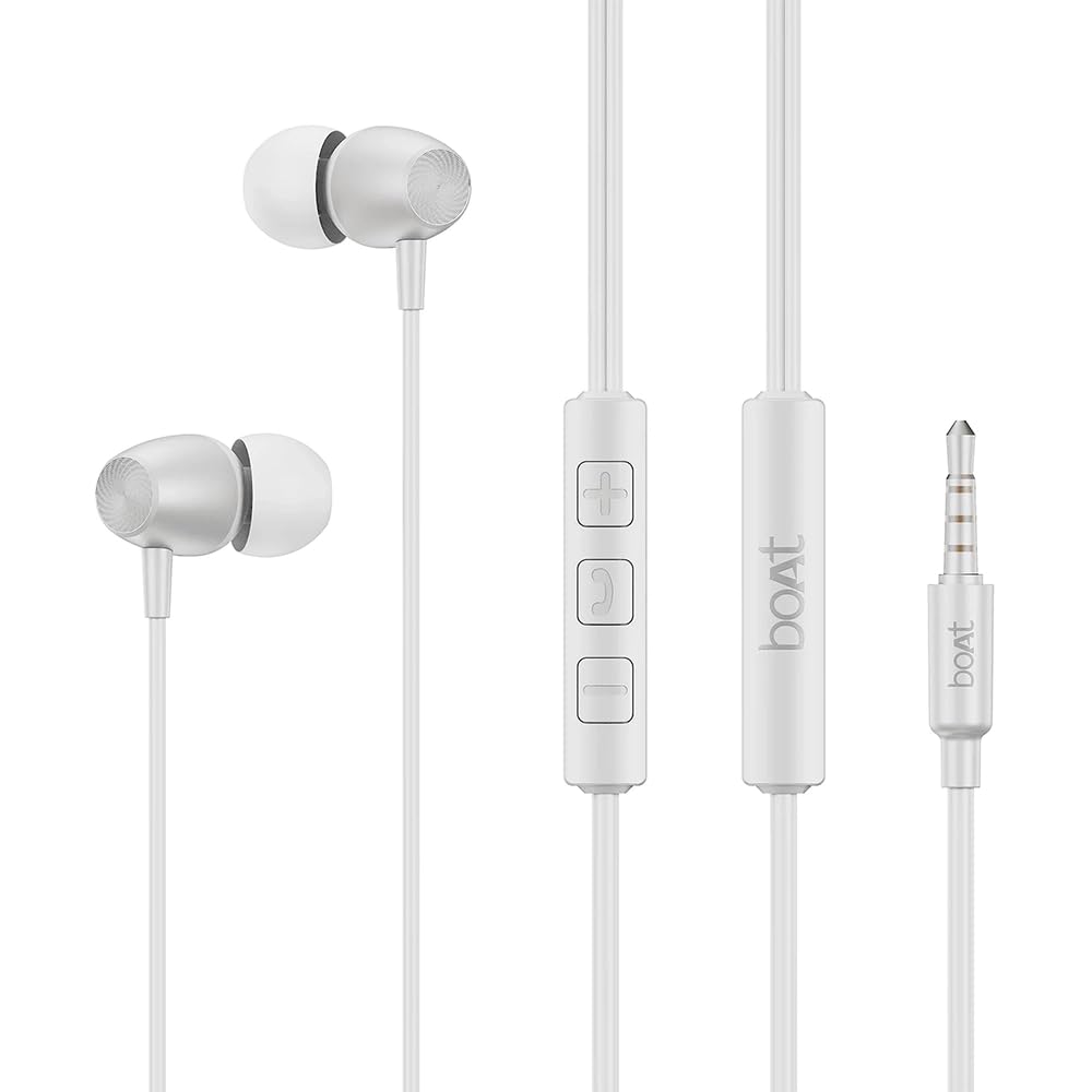 boAt BassHeads 55 Metallic Buds (White)
