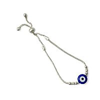 Sterling Silver Adjustable Evil Eye Bracelet for Girls and Women Free Size
