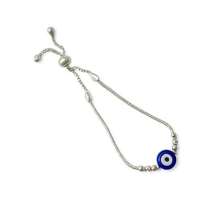 Sterling Silver Adjustable Evil Eye Bracelet for Girls and Women Free Size Sterling Silver Adjustable Evil Eye Bracelet for Girls and Women Free Size