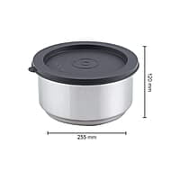 Borosil - Carry Fresh Stainless Steel Insulated Lunch Box Set of 3, (2pcs 280 ml + 1pcs 180 ml), Black