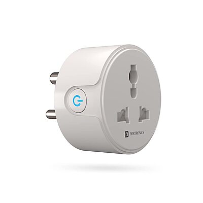 Portronics Splug 10 – 10A WiFi Smart Plug for Home Use. Control devices remotely via app, schedule timers, and monitor energy usage. Compatible with Alexa and Google Assistant for voice control.