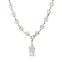 Silver Sphatika Mala with Murugan Pendant | Pure Crystal Beads