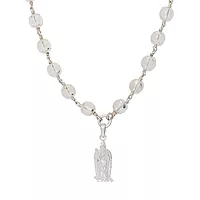 Silver Sphatika Mala with Murugan Pendant | Pure Crystal Beads