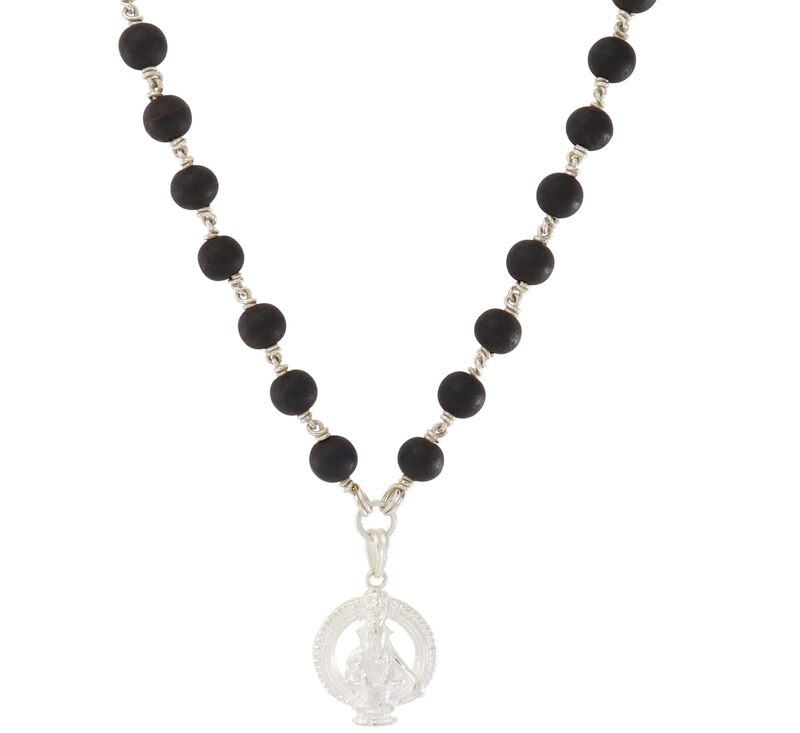 Original Karungali Mala with Silver Ayyappan Pendant – Spiritual Black Wood Mala Original Karungali Mala with Silver Ayyappan Pendant – Spiritual Black Wood Mala