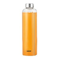 Borosil Artisan Series Sintra 1000ml Narrow Mouth Glass Bottle with Metal Lid | 100% Borosilicate, Fridge Safe, Leakproof, Easy to Carry | Store Water, Lassi, Juice, Smoothies | Dishwasher Safe