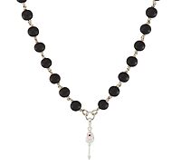 Karungali Mala with Silver Murugan, Vel & Tamil Om Pendant Spiritual Mala