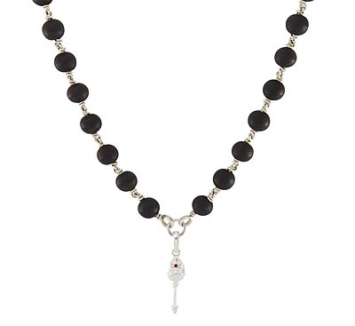 Karungali Mala with Silver Murugan, Vel & Tamil Om Pendant Spiritual Mala Karungali Mala with Silver Murugan, Vel & Tamil Om Pendant Spiritual Mala