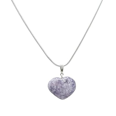 Sterling Silver Rope Chain with Quartz Heart Shape Pendant