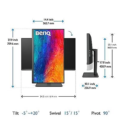 BenQ, 27" 4K UHD IPS Monitor, 60 Hz, HDR10, 99% sRGB, USB-C 65W, PD2705U