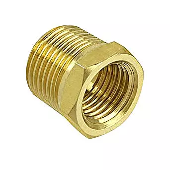 HEX BUSHING ADAPTOR 1/4" FEMALE BY 1/2" MALE THREADED (BRASS)