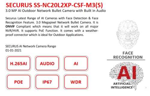 Securus 3.0Mp Colorsense Ip Ai Outdoor Bullet M3(S)  Camera