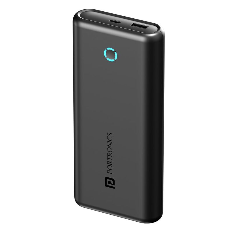 PowerPod 20K – 20000mAh, 22.5W Fast Charging | Portronics, compact design, dual USB output, LED indicator, perfect for travel, compatible with smartphones, tablets, and more. Stay powered!