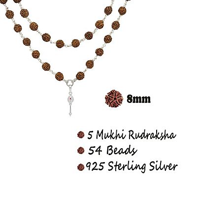 Original Rudraksha Mala in Silver with Vel Pendant Certified
