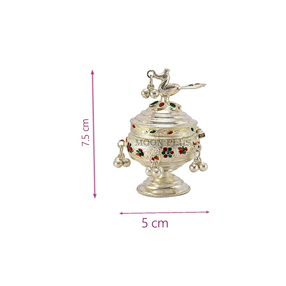 Salangai Peacock Kumkum chimizh Puja haldi Peacock kumkum ghungroos Holder