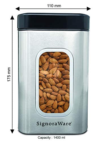 "Signora Ware Modular Steel Container  (Window Square Matt) 1.4 Liters