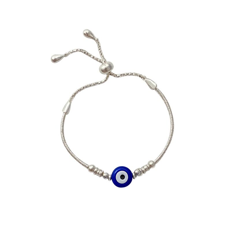 Sterling Silver Adjustable Evil Eye Bracelet for Girls and Women Free Size Sterling Silver Adjustable Evil Eye Bracelet for Girls and Women Free Size