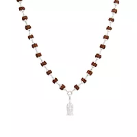 Silver Five Face Rudraksha Mala with Murugan Pendant