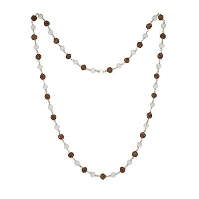 Silver tied Sphatik & Rudraksha Mala/Chain